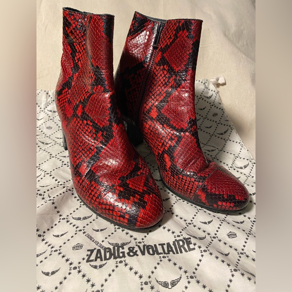 Zadig and Voltaire faux snakeskin boots